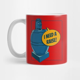 Comic-Style Barrel Man: Humorous 'I Need a Raise!' Mug